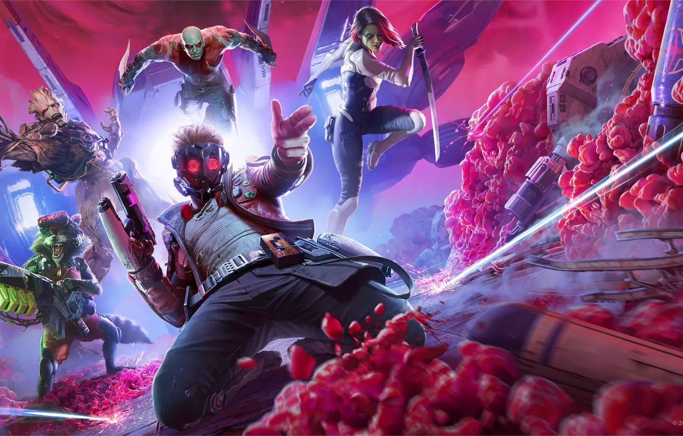 Фото обои Square Enix, Marvel, Eidos Montreal, Стражи Галактики, Marvel's Guardians of the Galaxy