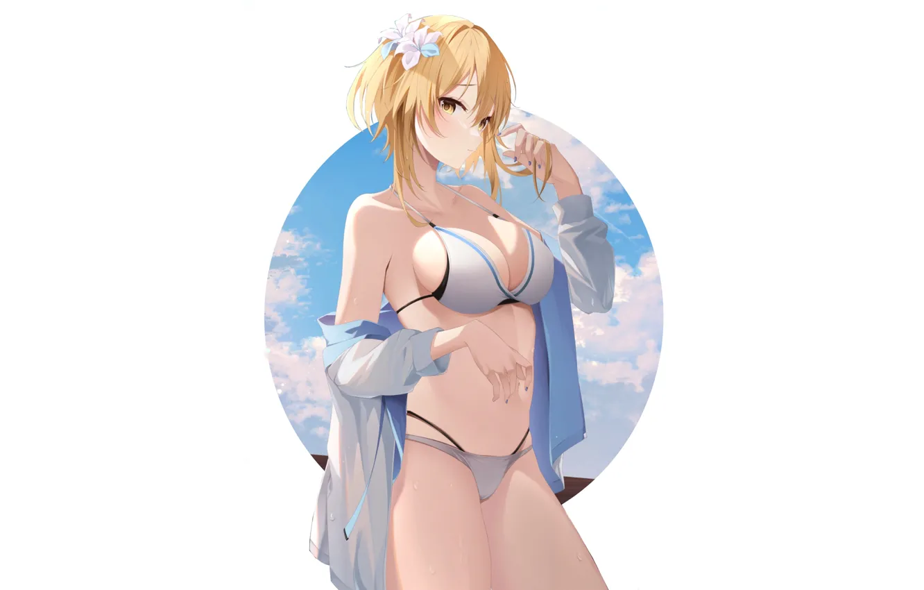 Фото обои kawaii, girl, sexy, anime, short hair, blonde, breasts, big boobs