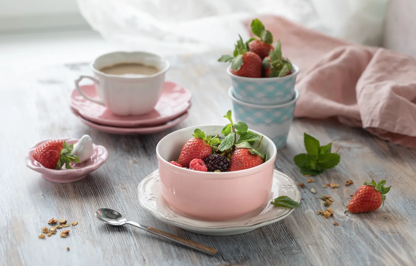 Фото обои ягоды, завтрак, мюсли, Karina Klachuk