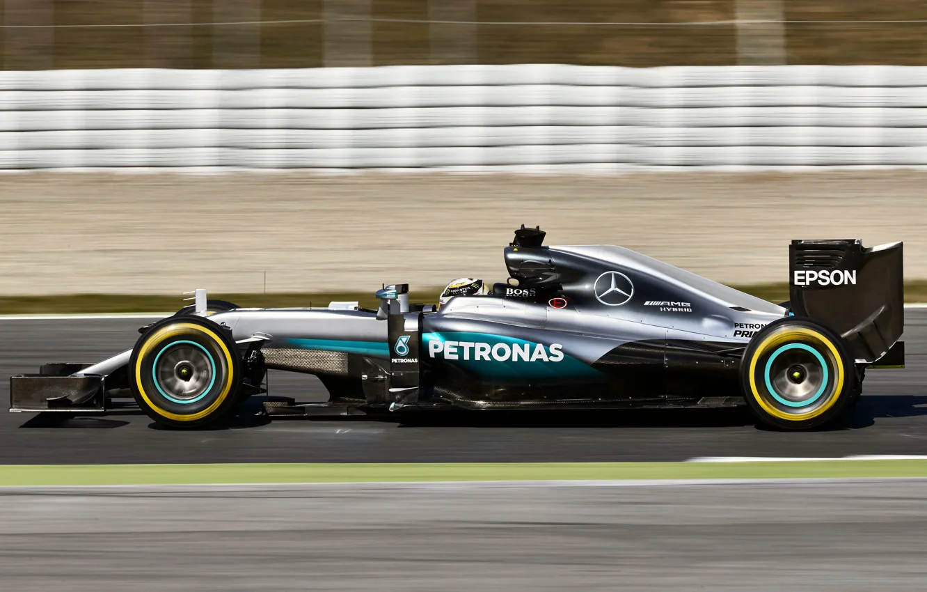 Фото обои Профиль, Mercedes, Formula 1, AMG, Hybrid, Lewis Hamilton, 2016, Tests