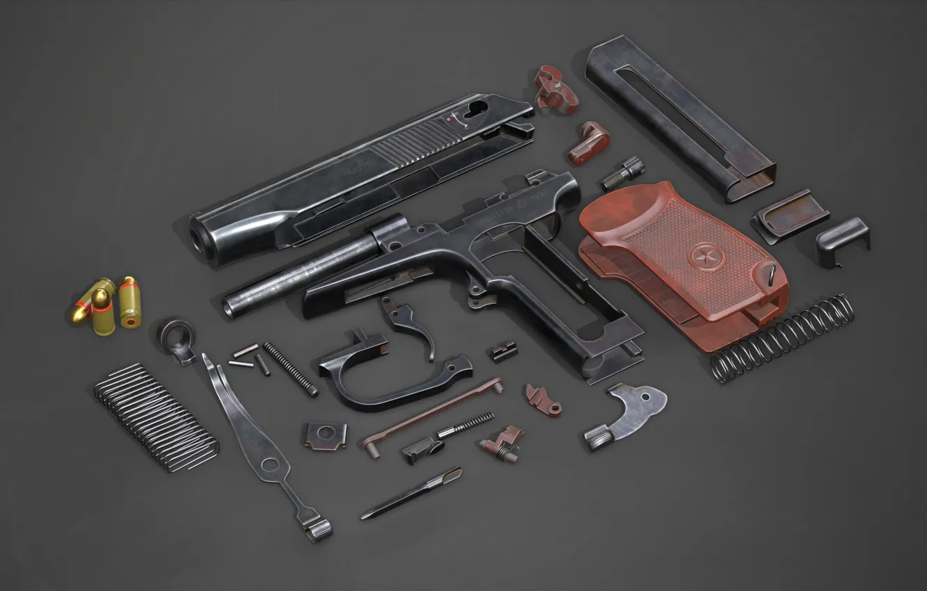 Фото обои Пистолет Макарова, Полная разборка