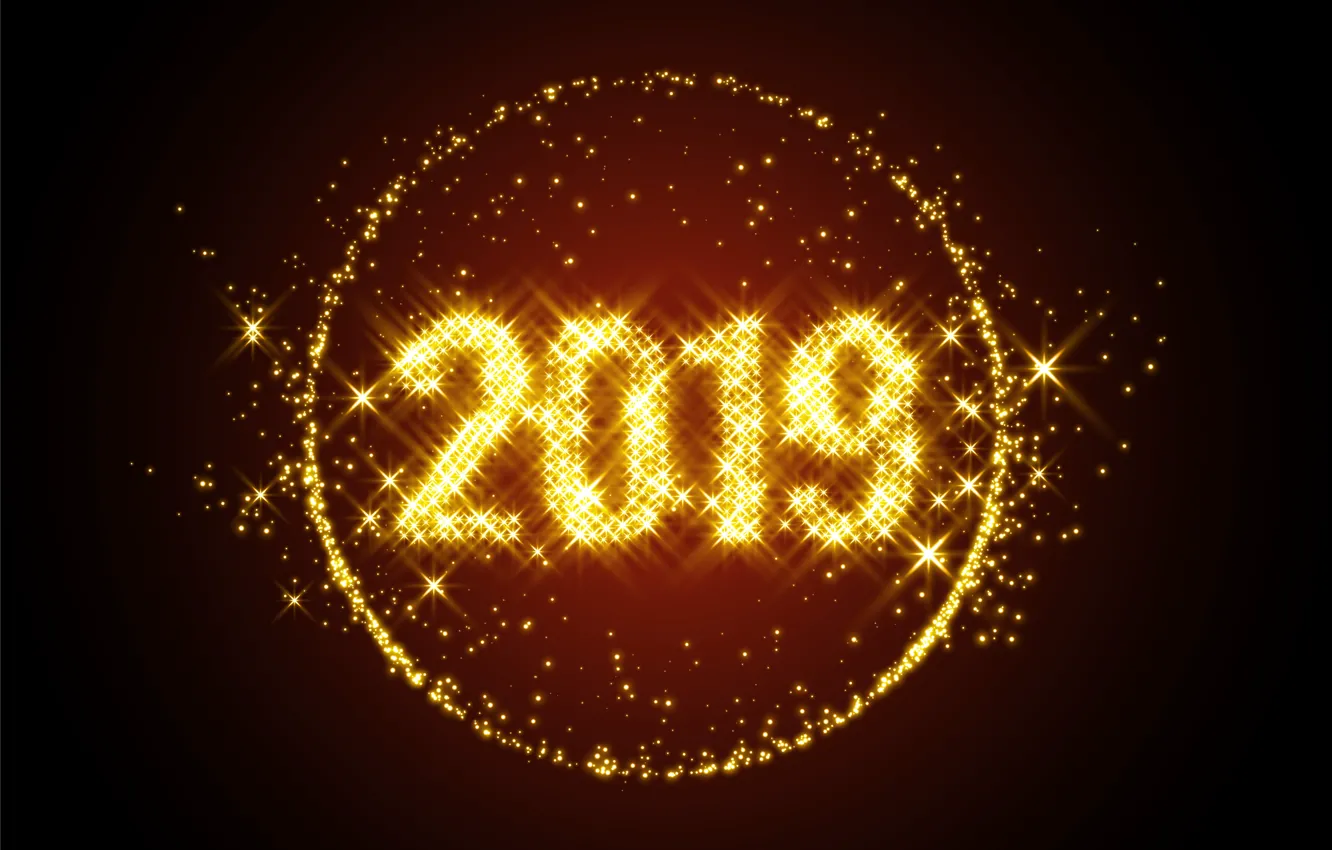 Фото обои золото, Новый Год, цифры, golden, черный фон, black, background, New Year