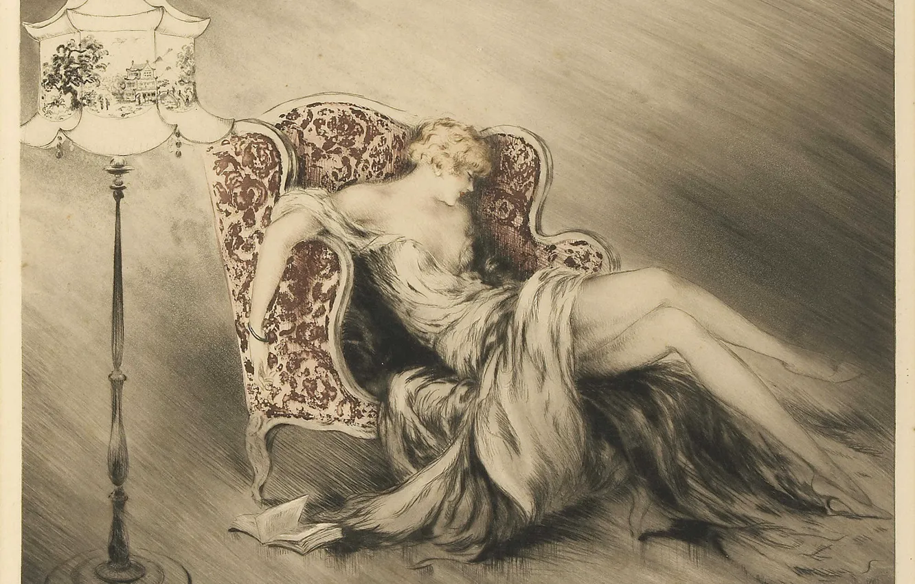 Фото обои винтаж, 1928, Louis Icart, Размышление