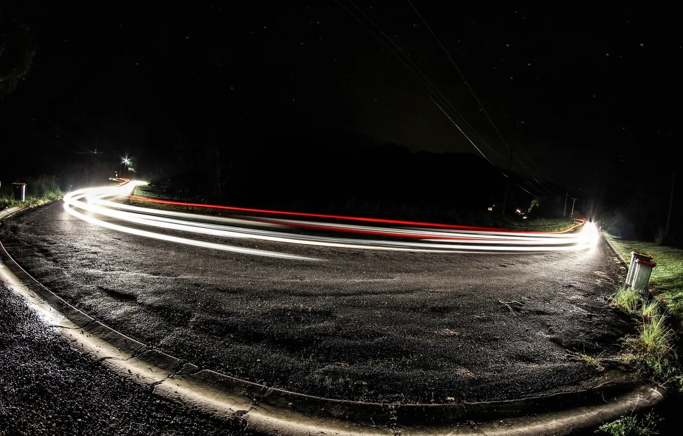 Фото обои дорога, звезды, свет, ночь, night, stars, roads, light painting