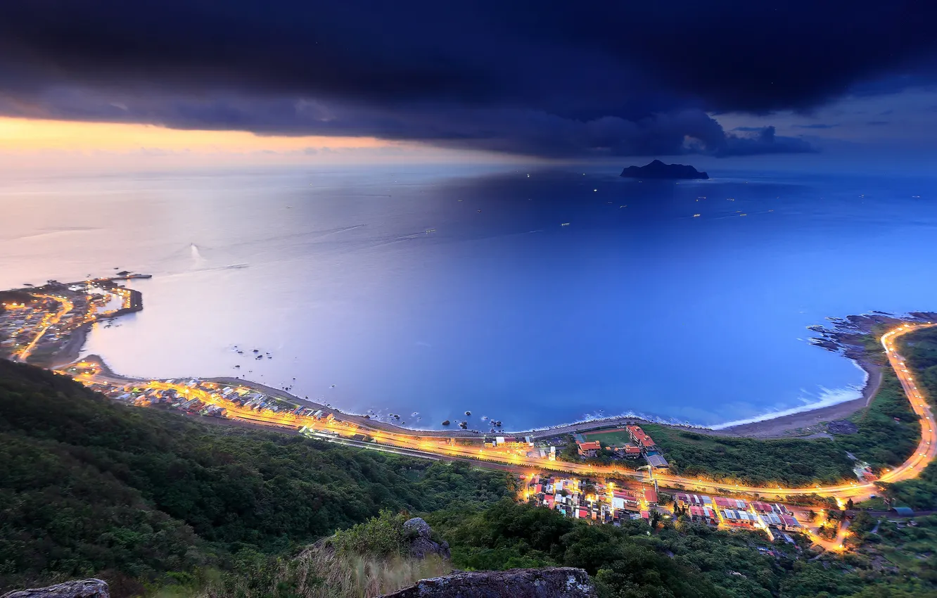 Фото обои город, океан, бухта, Taiwan, Taipei County