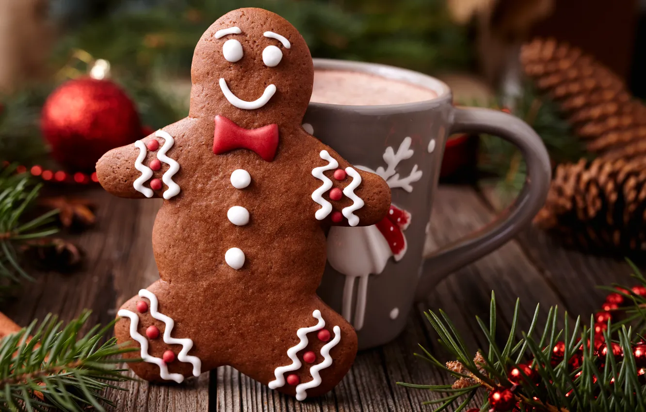 Фото обои Новый Год, печенье, Рождество, Christmas, выпечка, Xmas, глазурь, какао