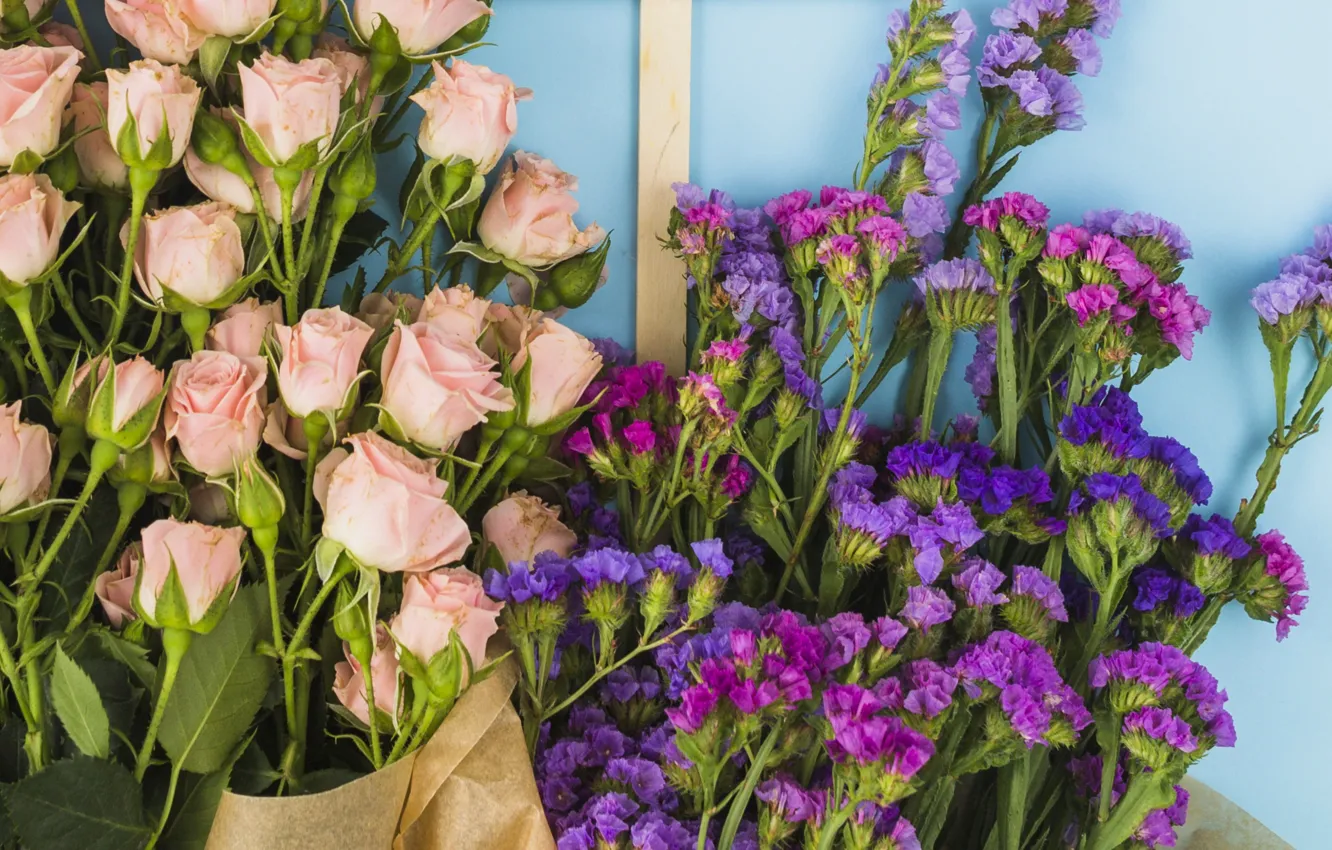 Фото обои цветы, розы, букет, розовые, pink, flowers, beautiful, romantic