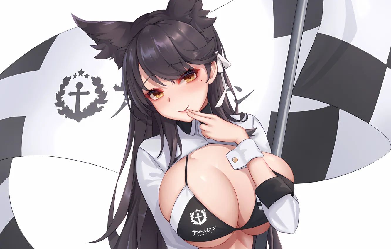 Фото обои girl, sexy, cleavage, long hair, boobs, animal ears, anime, beautiful