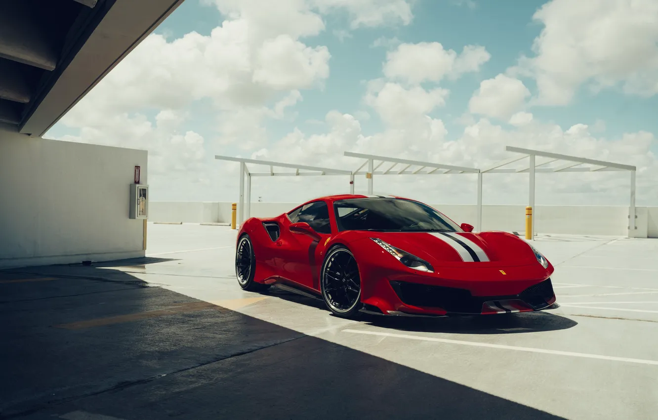 Фото обои red, ferrari, 488 pista