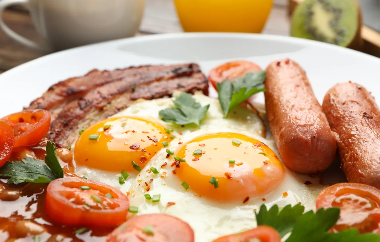 Фото обои beans, bread, breakfast, bacon