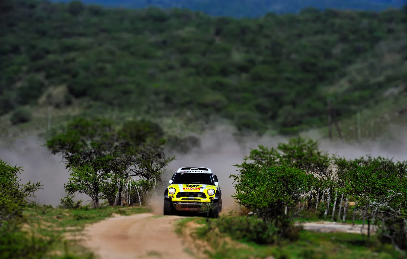 Фото обои Желтый, Спорт, Гонка, Mini Cooper, Rally, Dakar, Дакар, MINI
