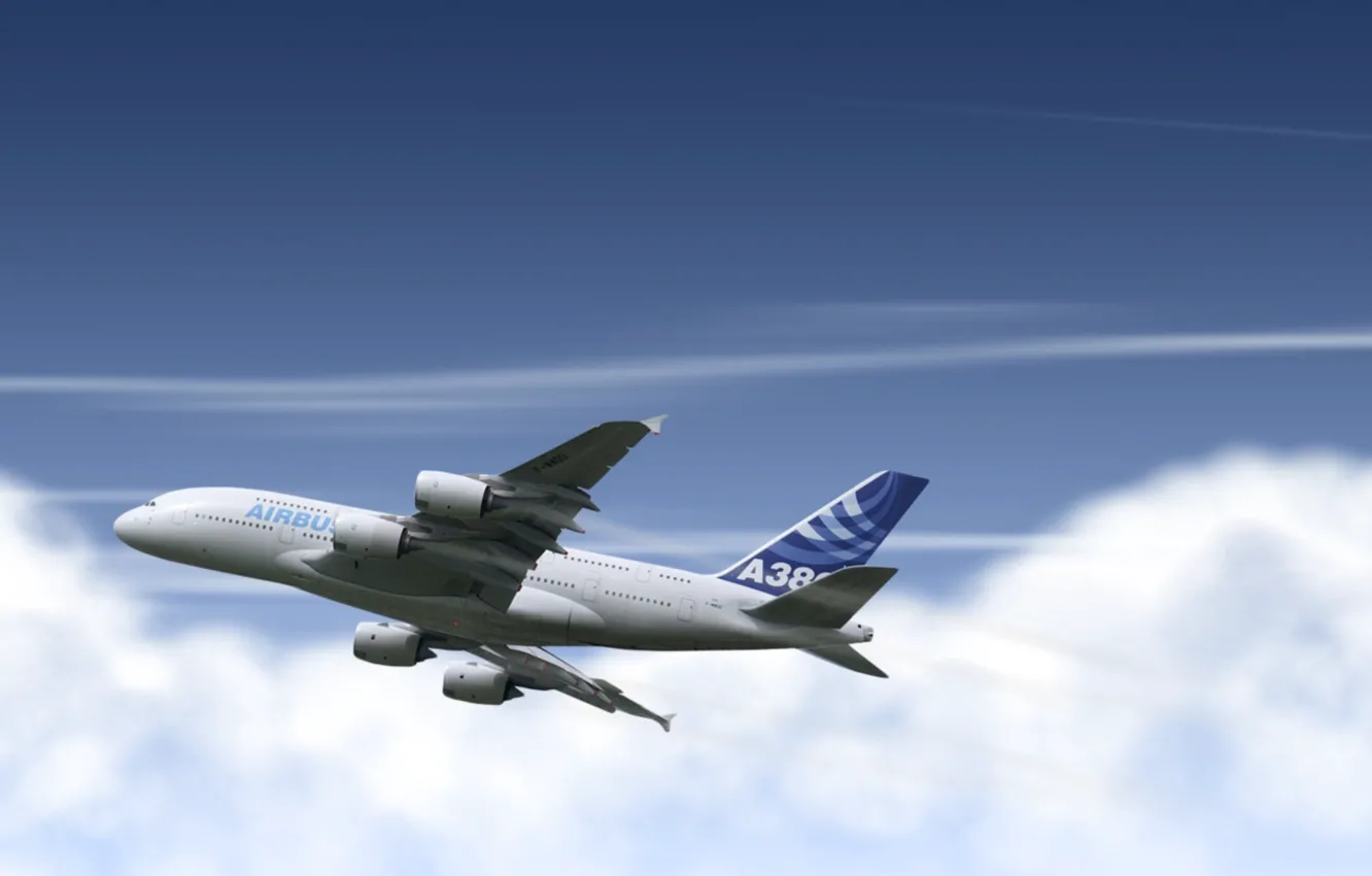 Фото обои sky, clouds, plane, aviation, Airbus