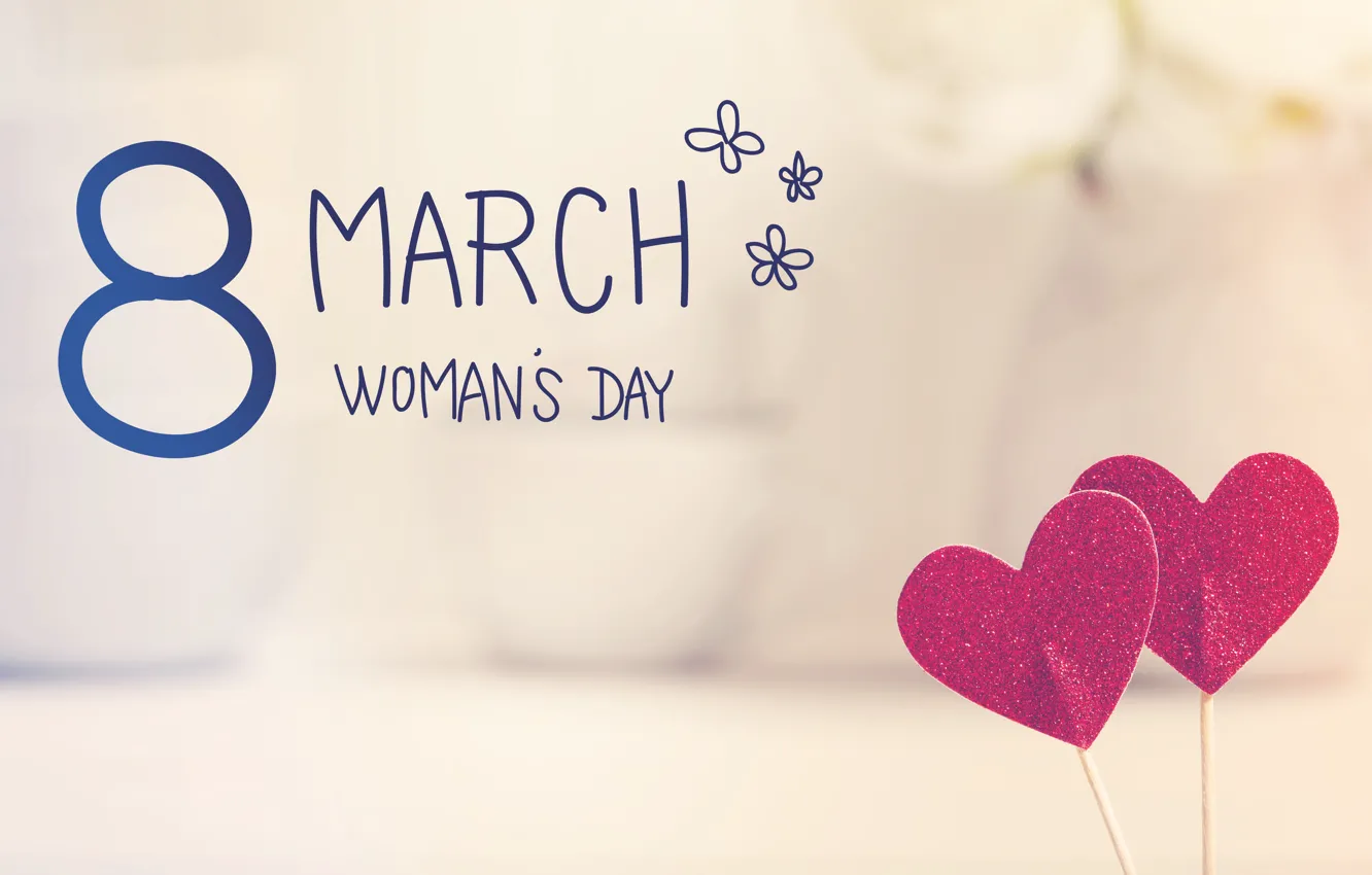Фото обои сердечки, happy, 8 марта, heart, romantic, gift, Women's Day