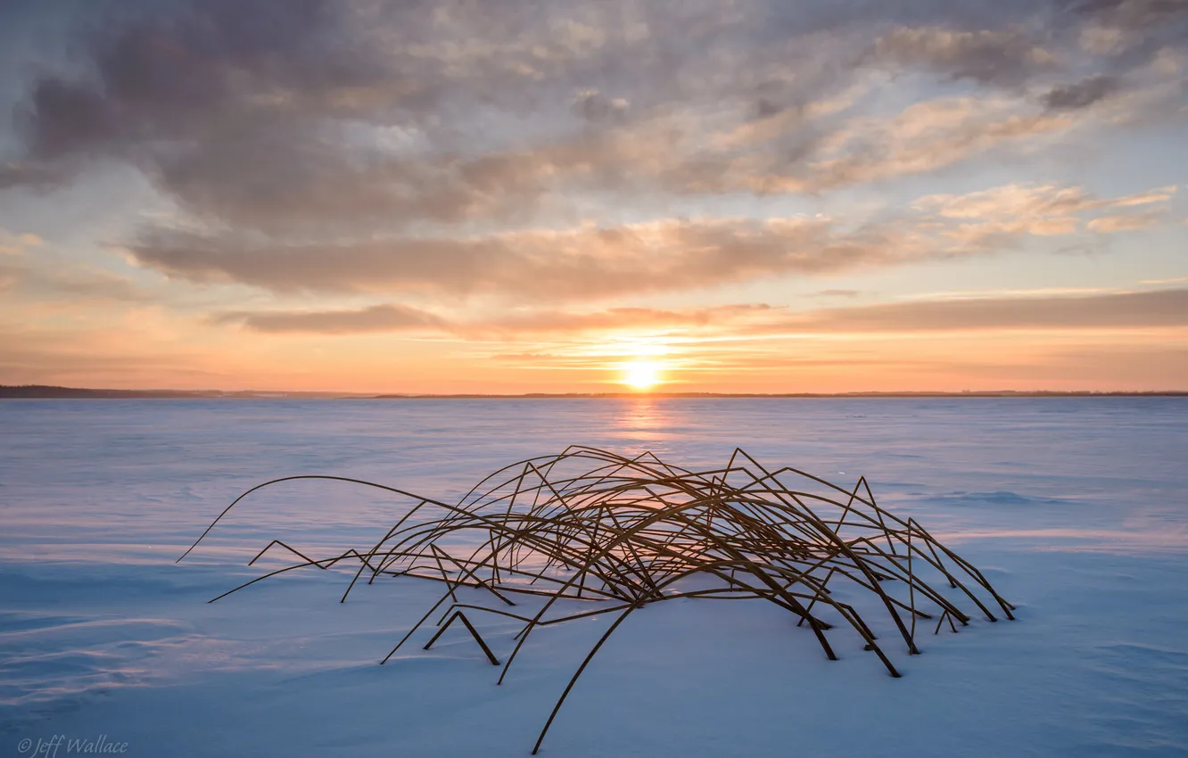 Фото обои солнце, снег, закат, природа, Jeff Wallace