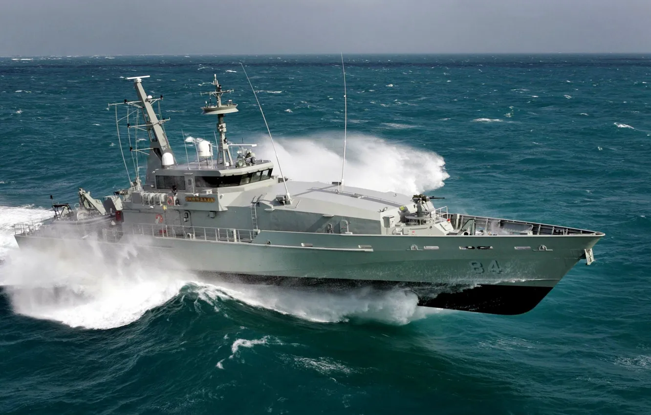 Фото обои волны, катер, Австралии, ВМС, класса, патрульный, Larrakia, HMAS