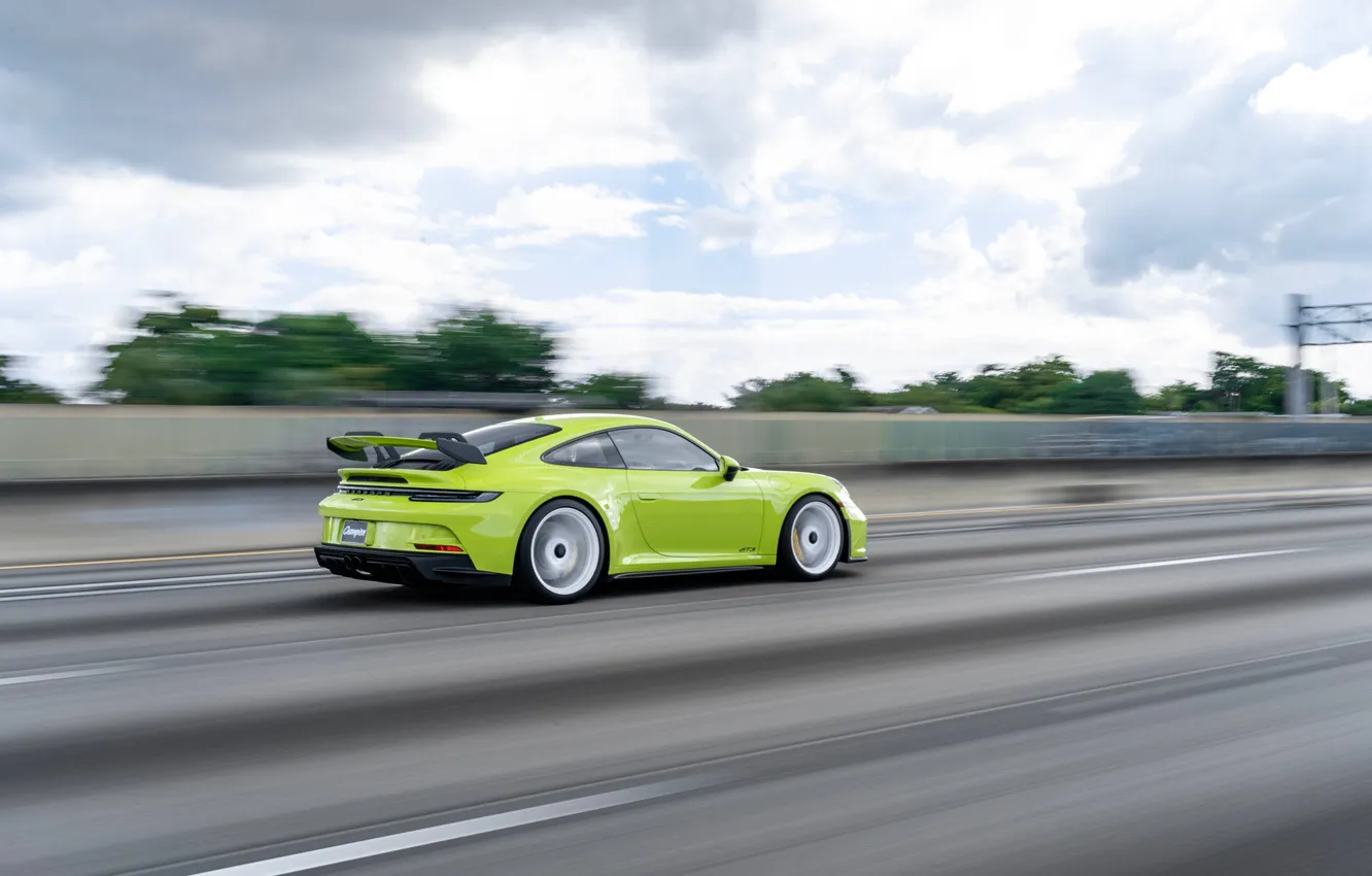Фото обои car, Porsche, wallpaper, GT3, Supercar, 992, High Definition, Light Green