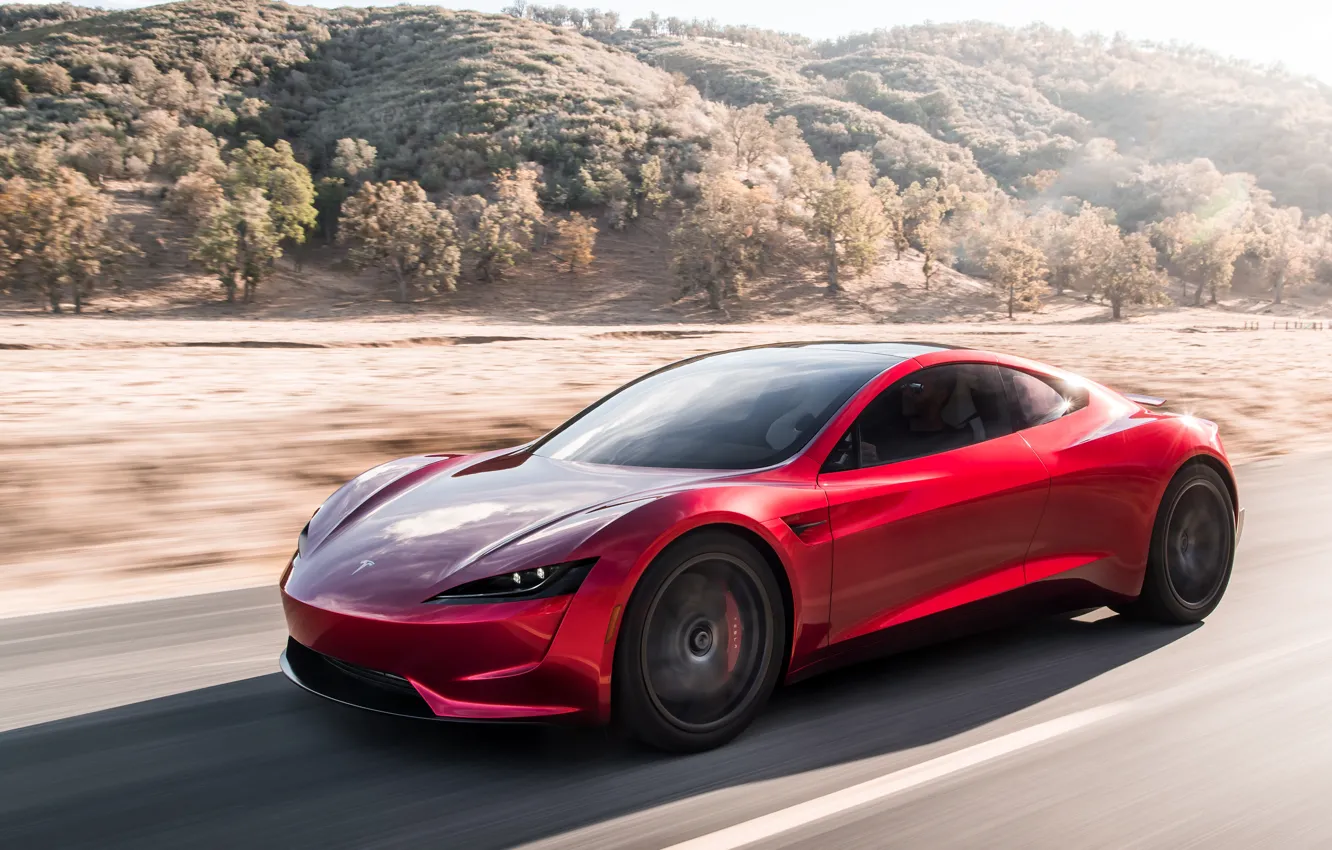 Фото обои Roadster, скорость, Tesla, 2020