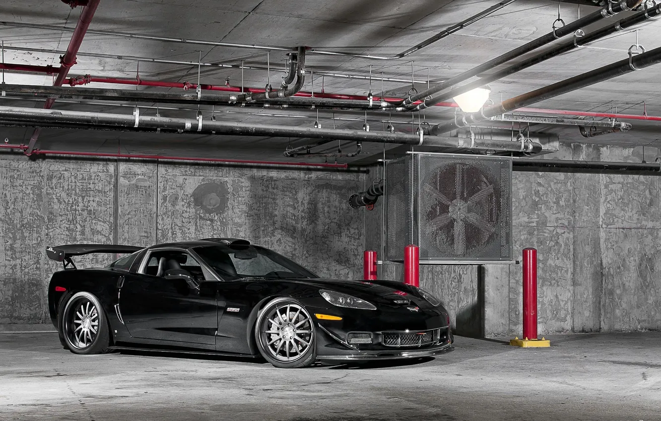 Фото обои стоянка, вентиляция, corvette Z06 raptor