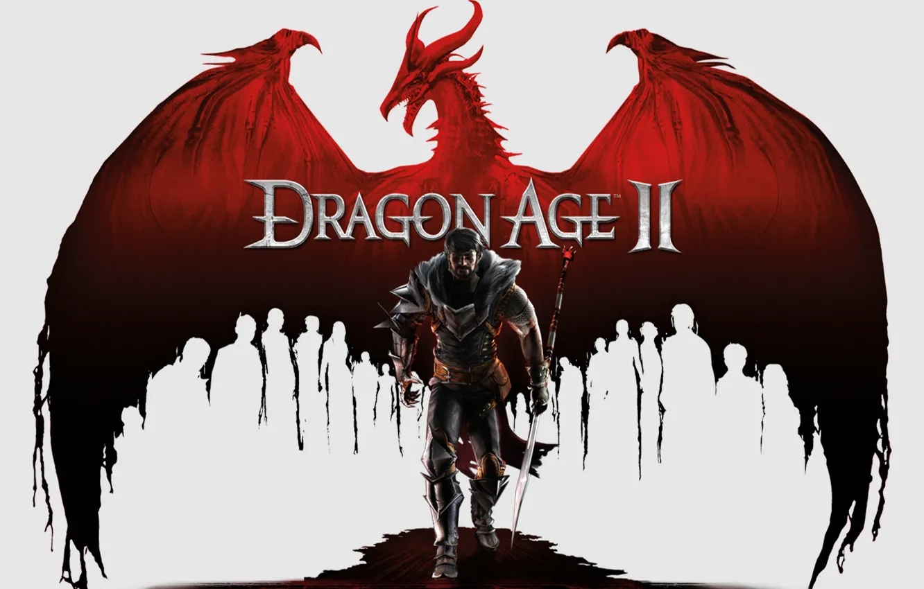 Фото обои дракон, воин, Dragon Age