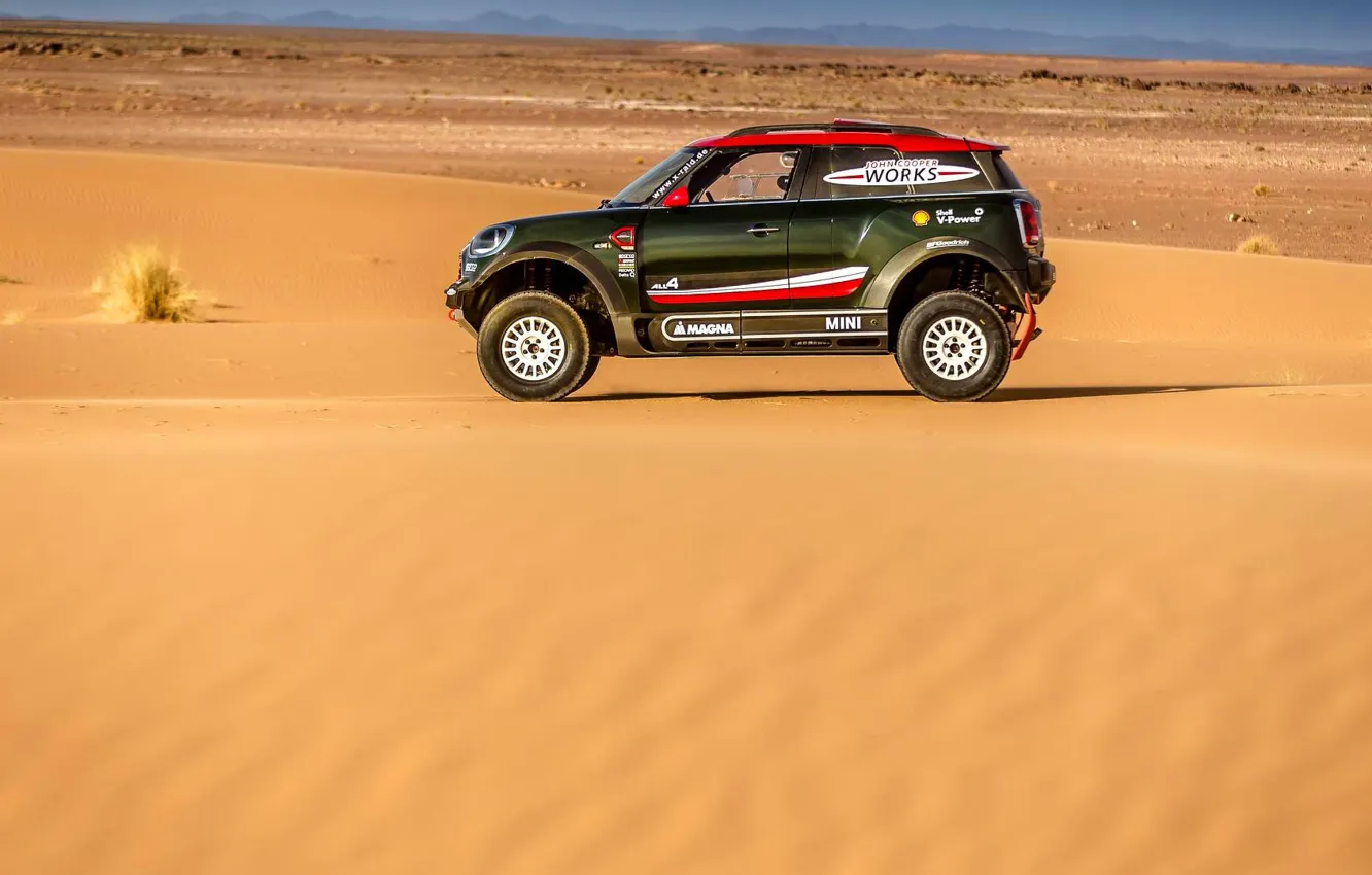 Фото обои Песок, Mini, Спорт, Пустыня, Rally, Dakar, Дакар, Внедорожник