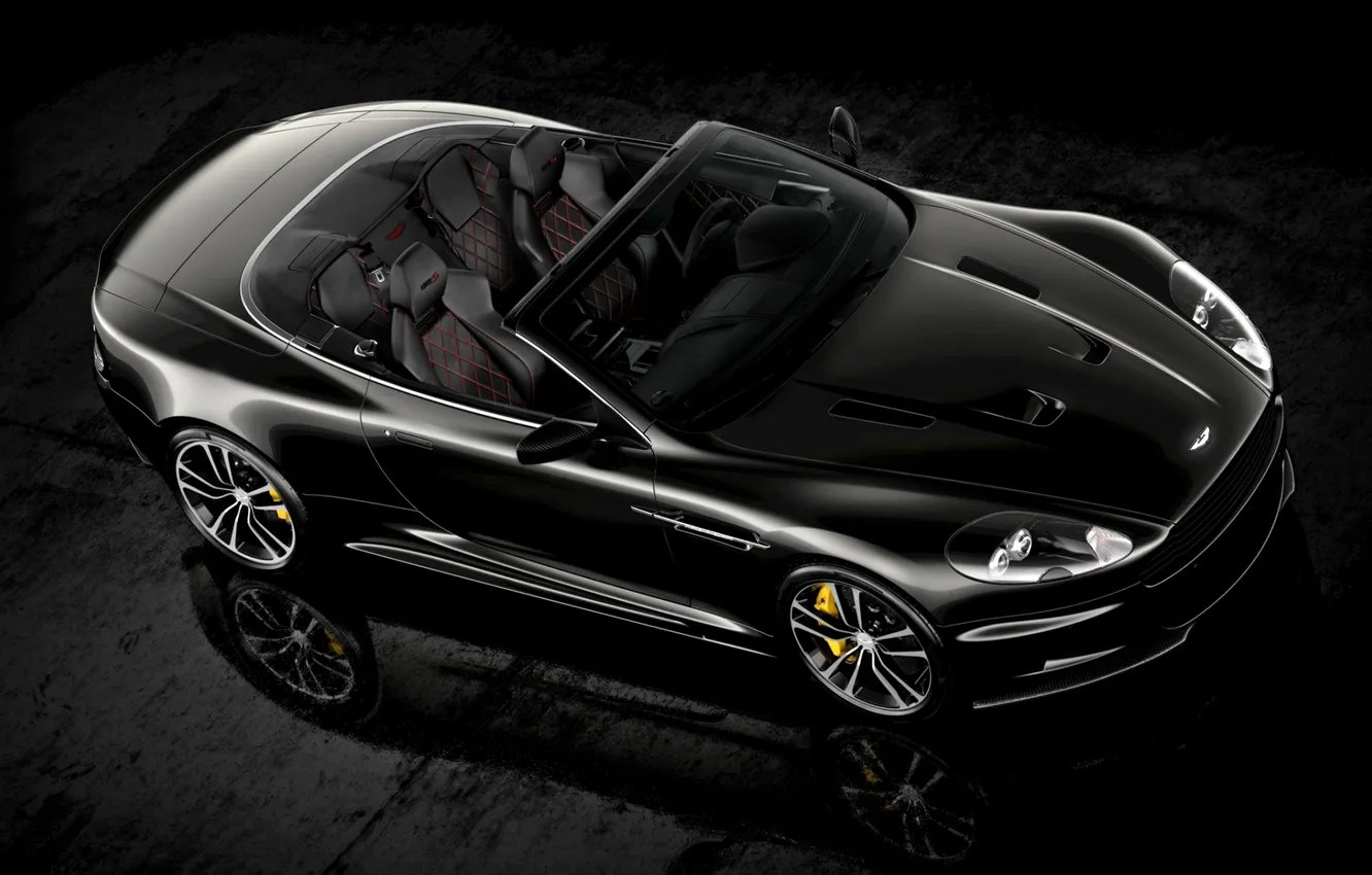 Фото обои отражение, Aston Martin, DBS, суперкар, кабриолет, полумрак, Ultimate, передок