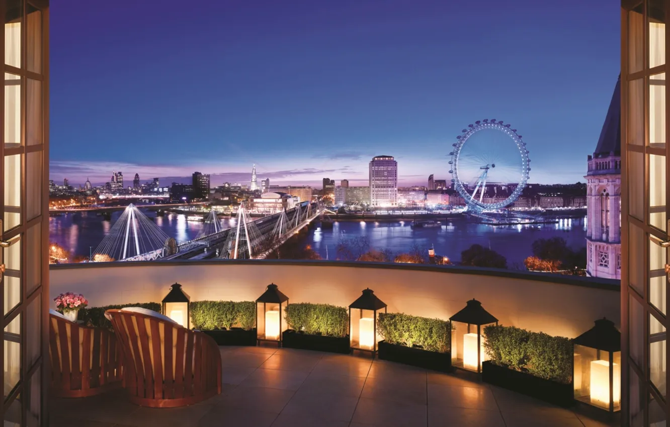Фото обои twilight, London, terrace, Corinthia hotel, Royal Penthouse