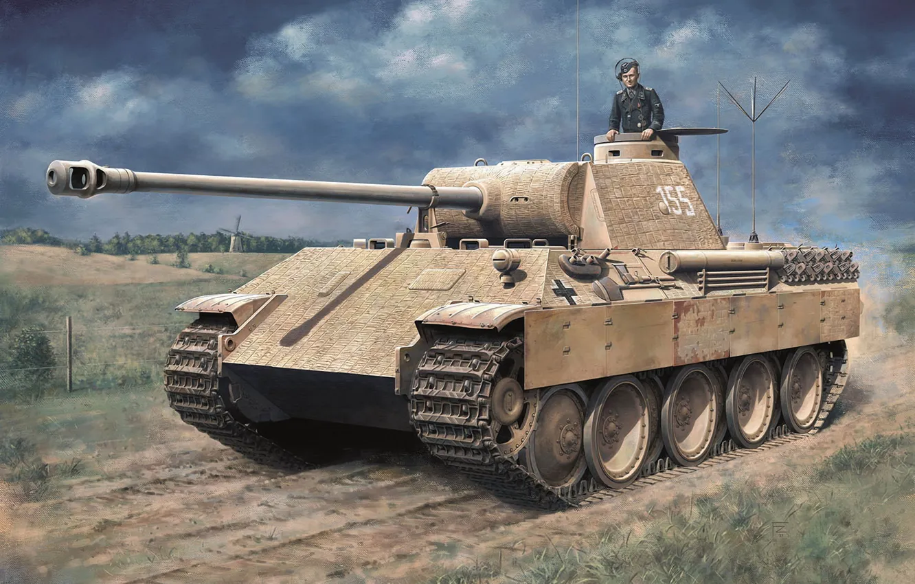 Фото обои Германия, Танк, Panzerwaffe, Бронетехника, Танкист, Командирский танк, Pz. V Panther