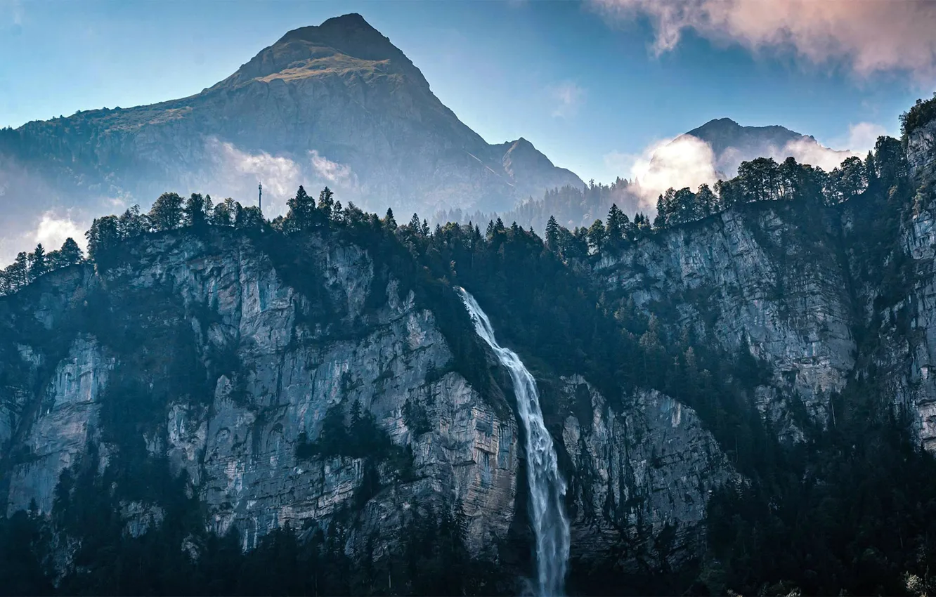 Фото обои горы, водопад, Швейцария, Райхенбах