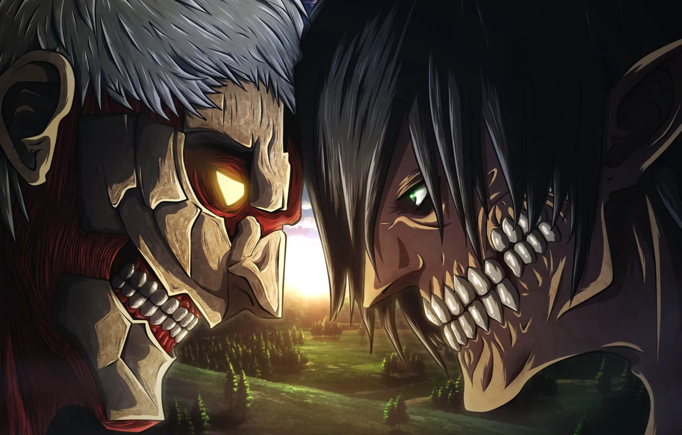 Фото обои big, anime, fight, giant, manga, Attack on Titan, kyojin, japonese