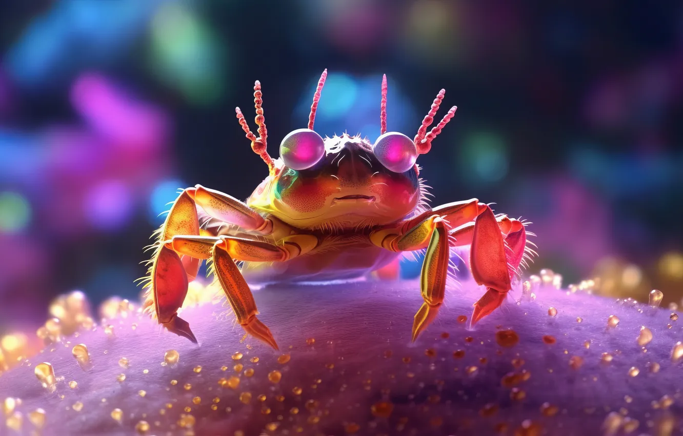 Фото обои animals, art, macro, blurred, closeup, crabs, blurry background