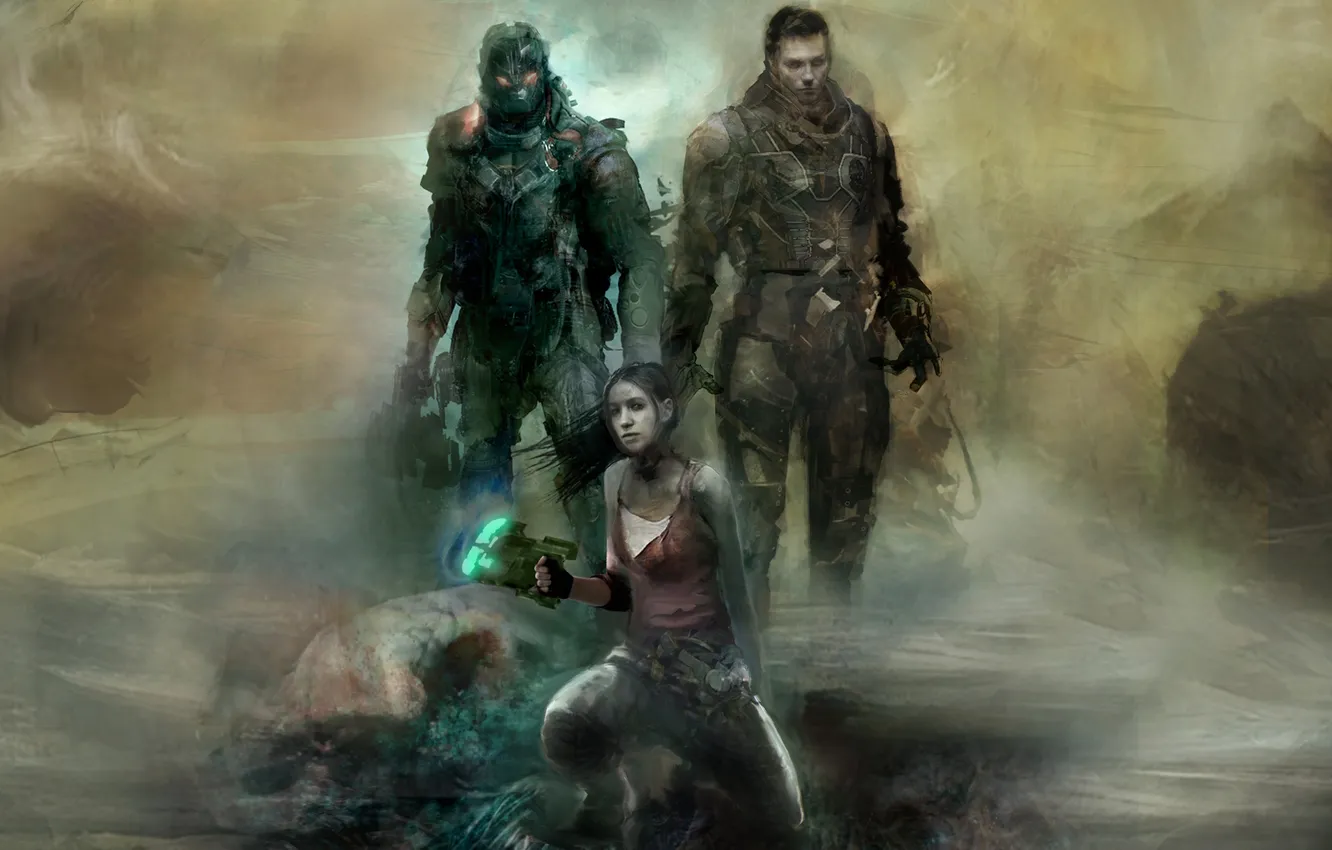 Фото обои девушка, солдаты, броня, плазменный резак, NeoGAF, Джон Карвер, Dead Space: Liberation, графическая новелла