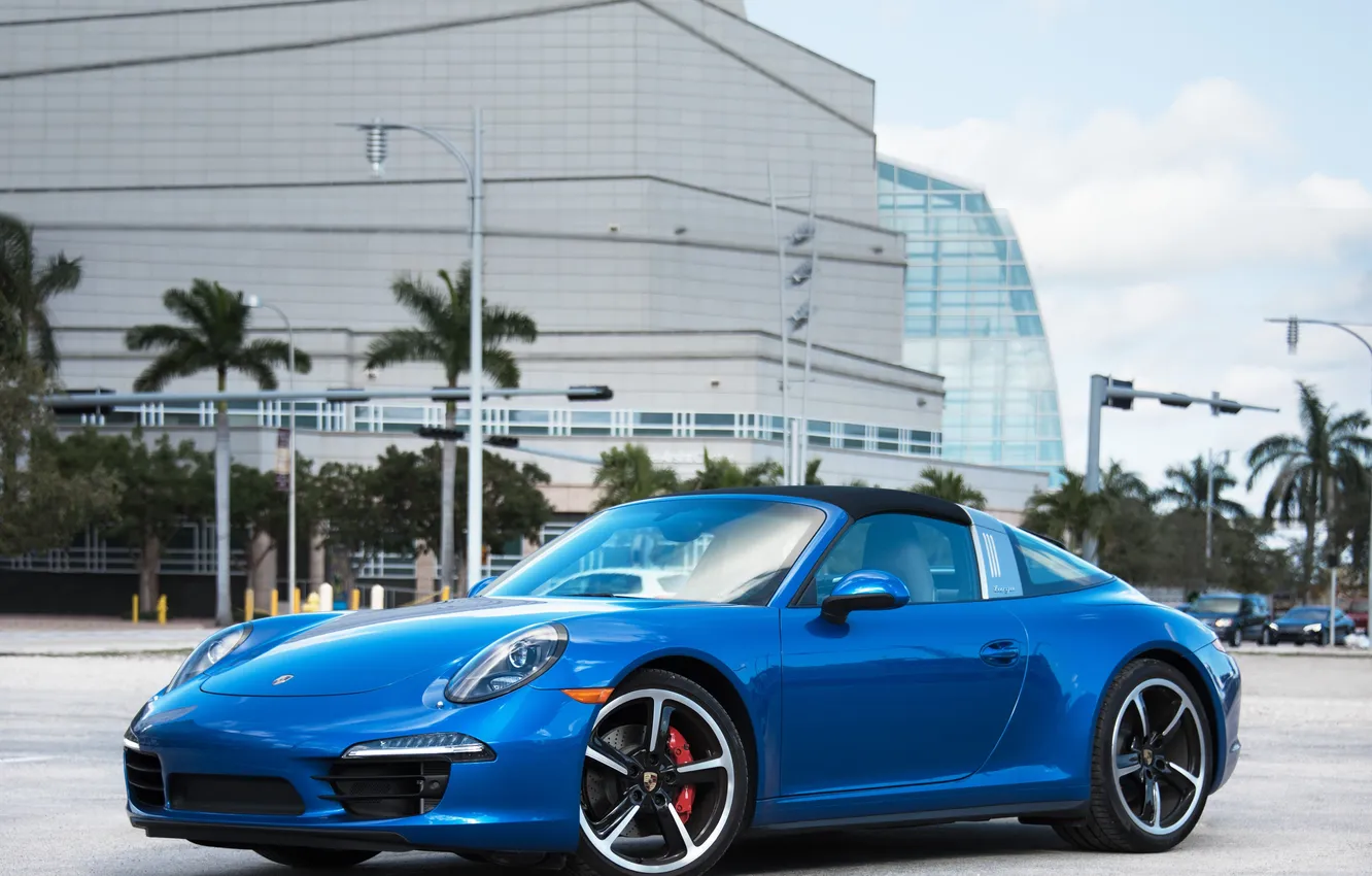 Фото обои 911, Porsche, порше, синяя, тарга, Targa 4S