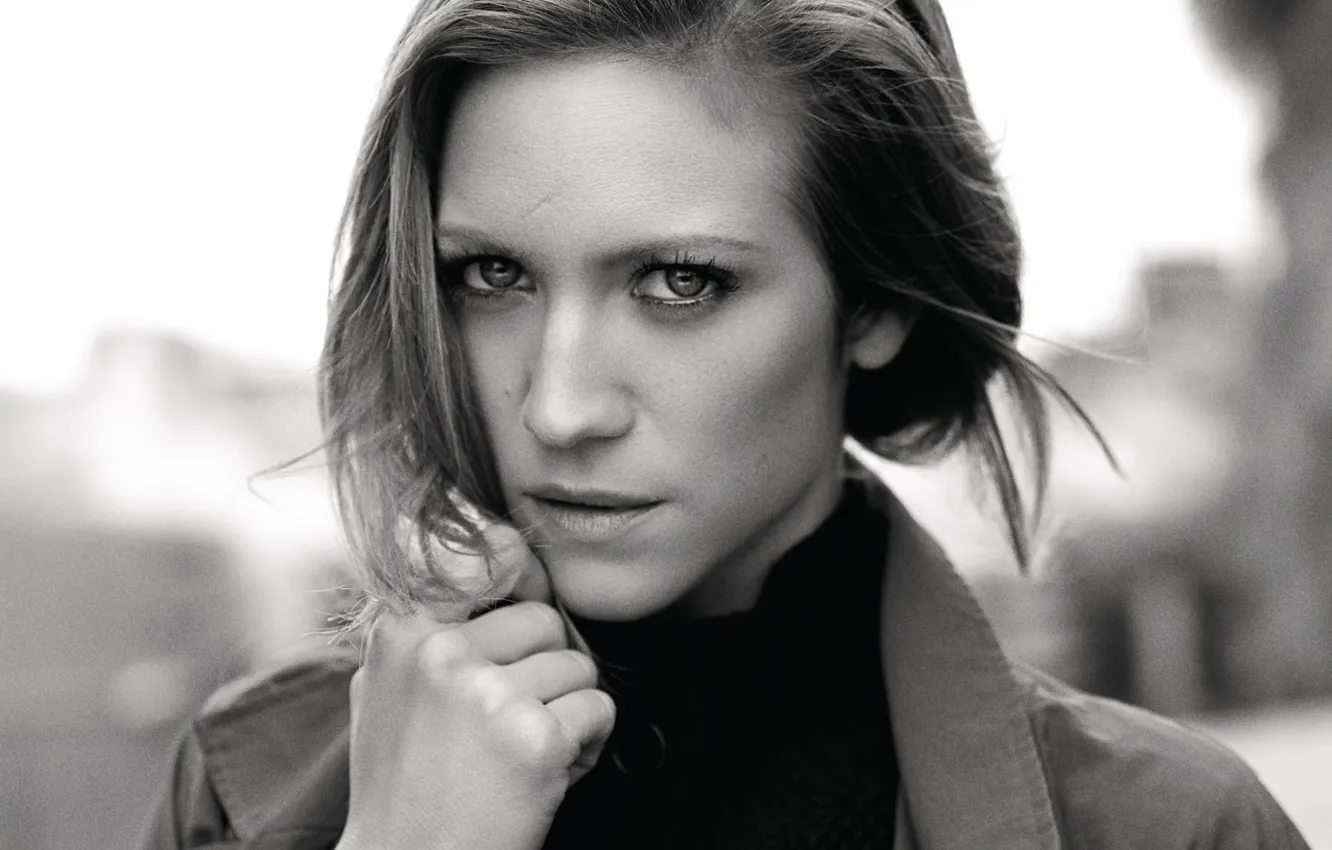 Фото обои фото, портрет, актриса, черно-белое, боке, Brittany Snow, 2015, Yahoo Style