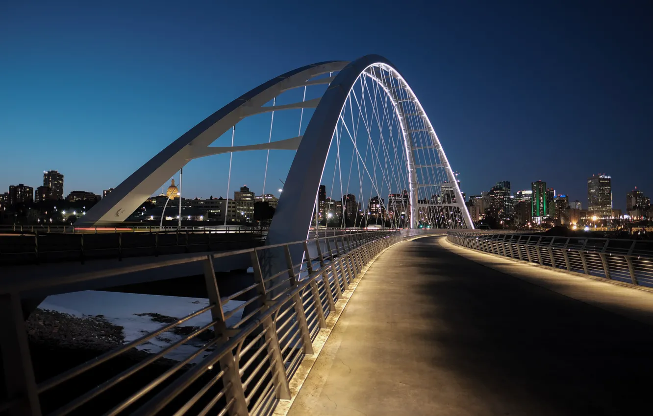 Фото обои мост, огни, подсветка, Канада, Edmonton, Эдмонтон