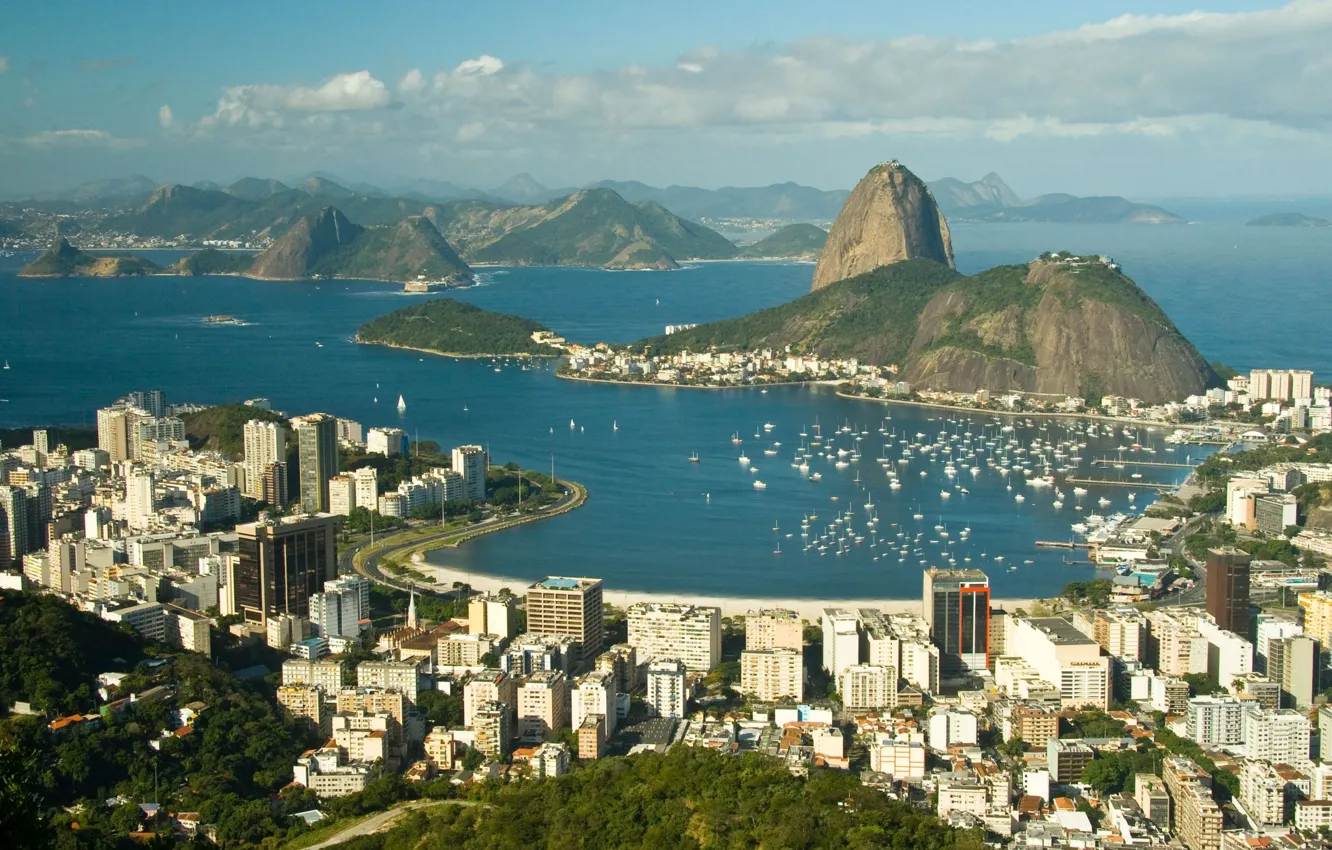 Фото обои город, причал, залив, Бразилия, Рио де Жанейро