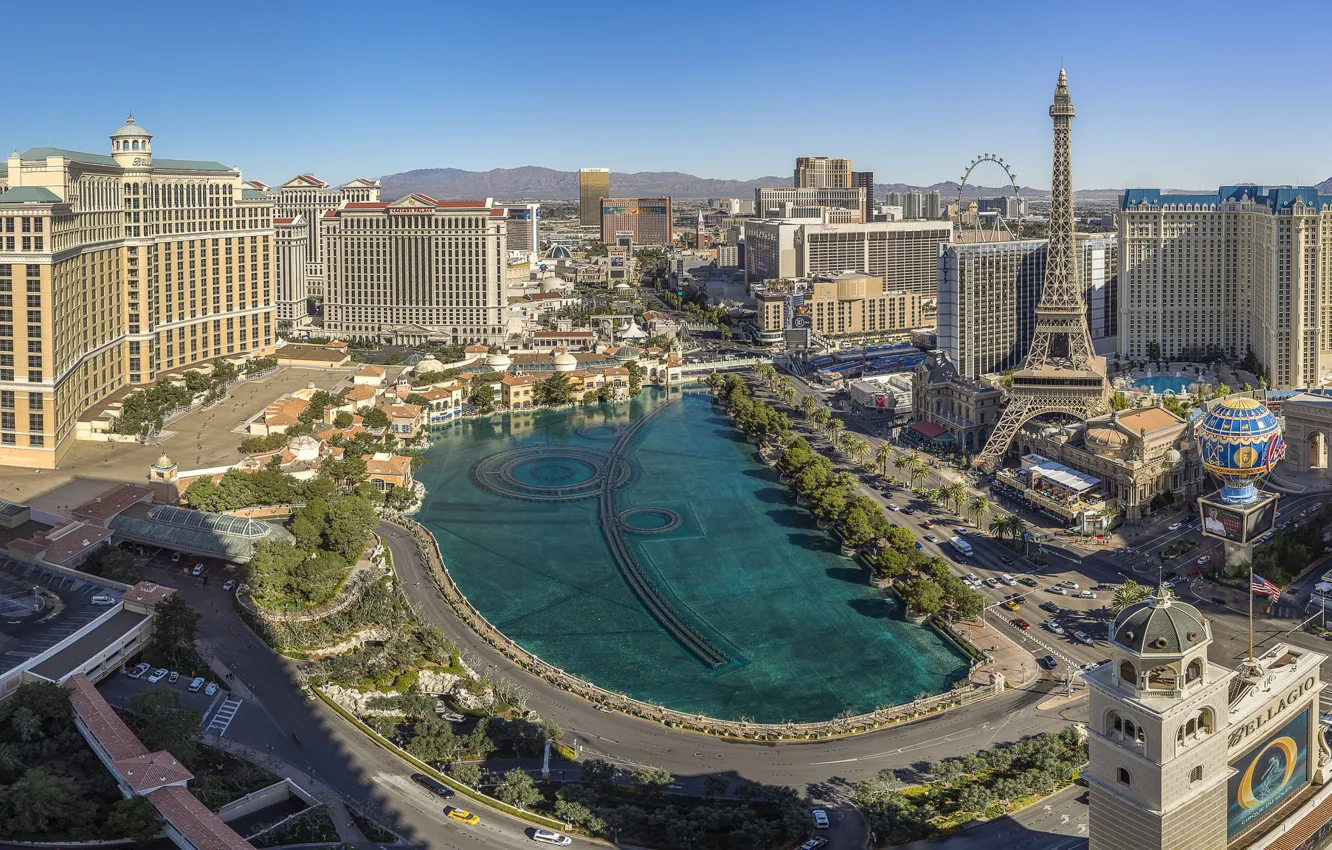 Фото обои здания, Лас-Вегас, панорама, Невада, Las Vegas, Nevada