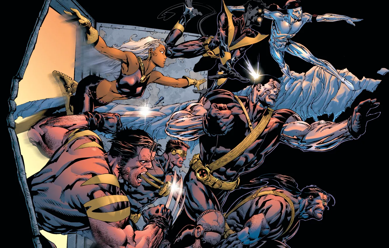 Фото обои Wolverine, X-Men, Storm, комикс, марвел, супергерои, Marvel Comics, Cyclops
