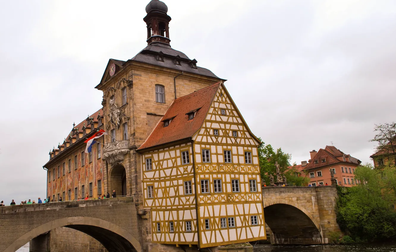 Фото обои мост, здания, Германия, Бавария, архитектура, bridge, Germany, Bamberg