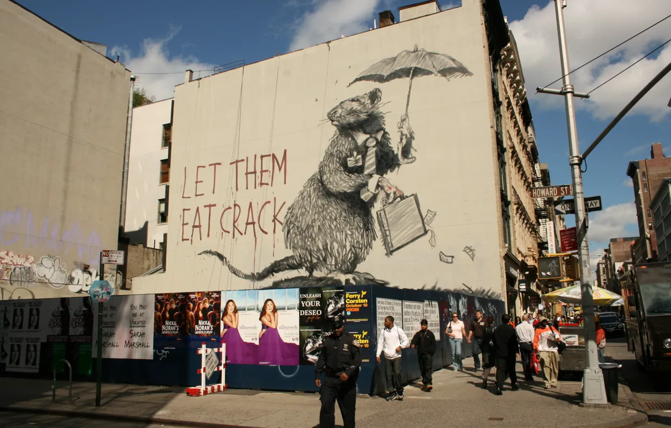 Фото обои Graffiti, Banksy, Rat