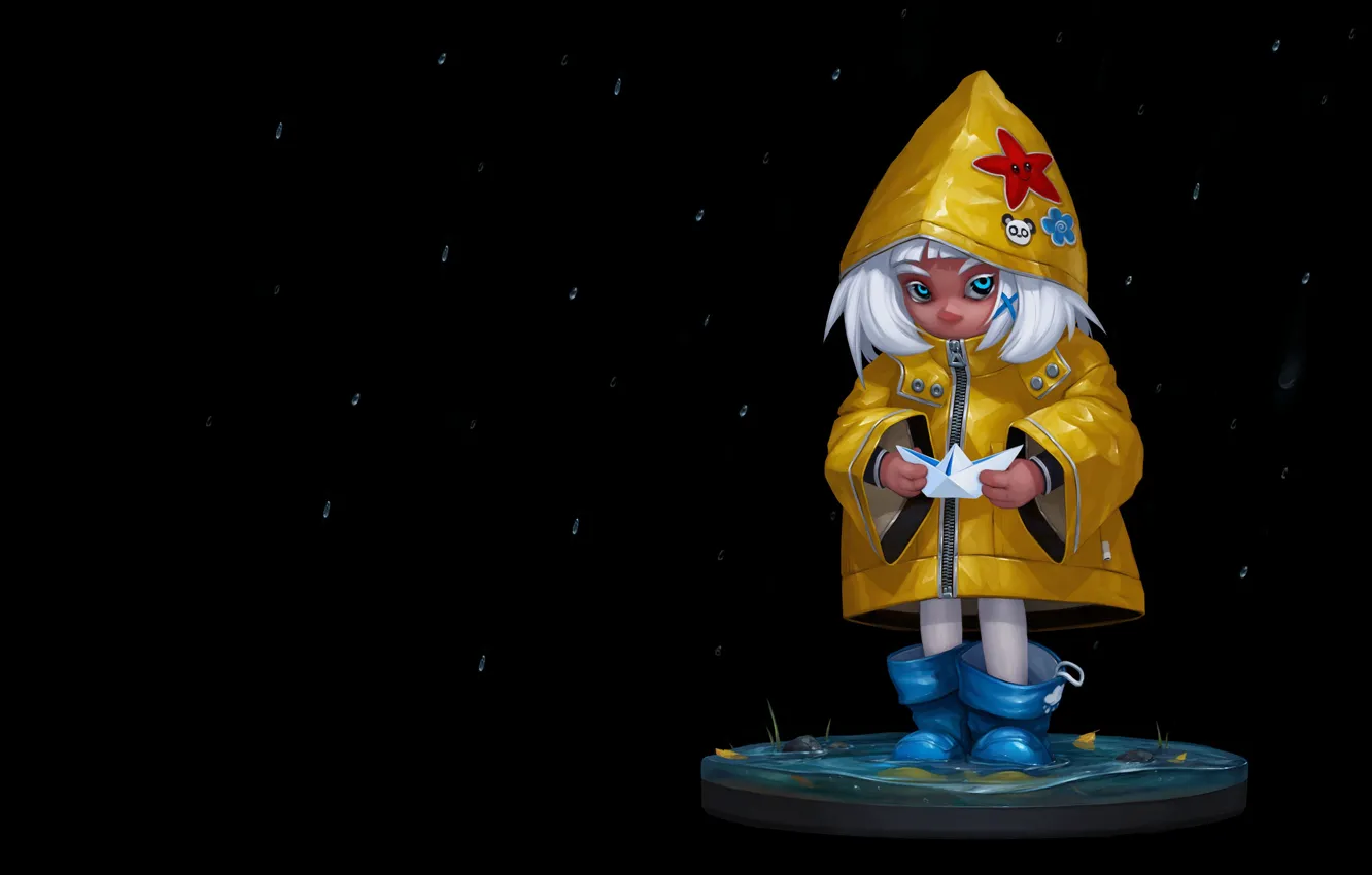 Фото обои дождик, осень, настроение, арт, детская, лодочка, paper boat, Stanislav Novarenko