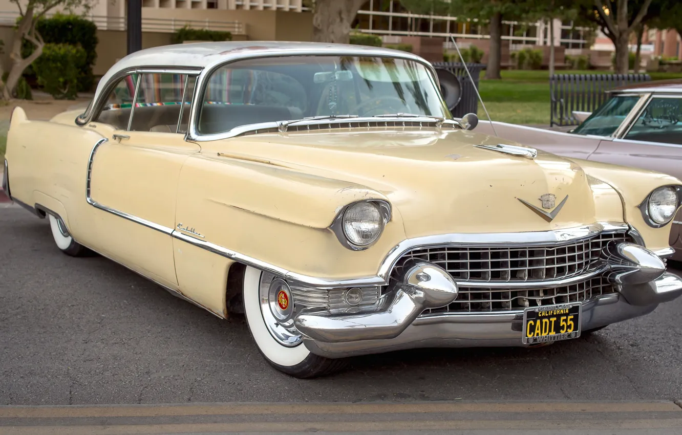 Фото обои ретро, Cadillac, классика, 1955, Coupe DeVille