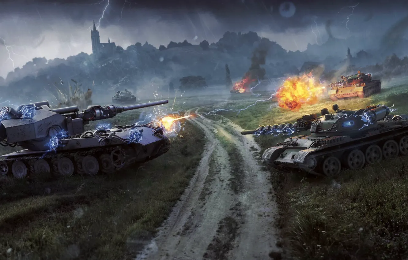 Фото обои Бой, Машины, World of Tanks, Режим, Вафентраген