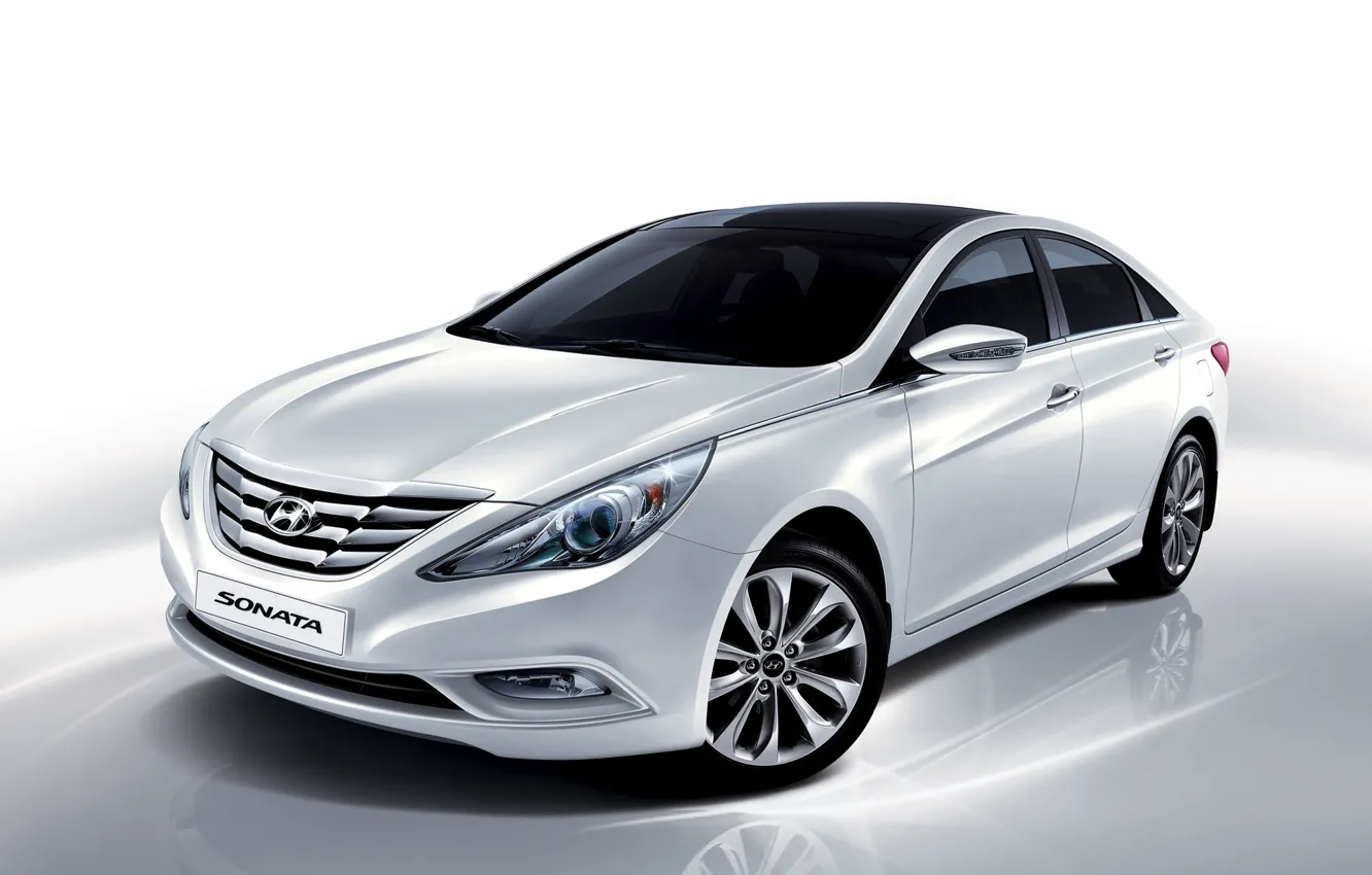 Фото обои белая, Hyundai, 2009, хундай, Sonata, соната, i45