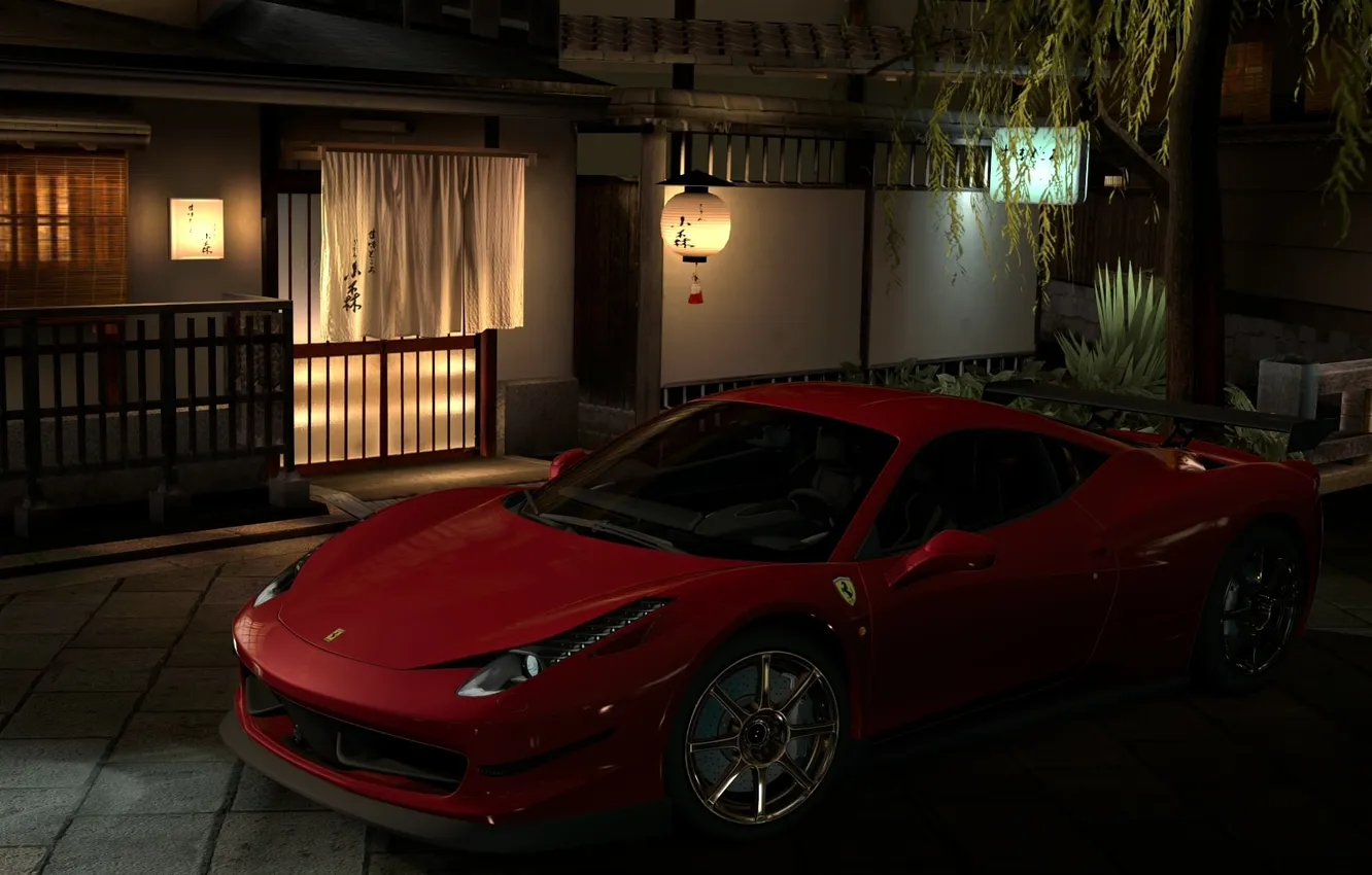 Фото обои красный, Япония, Ferrari, диски, GT5