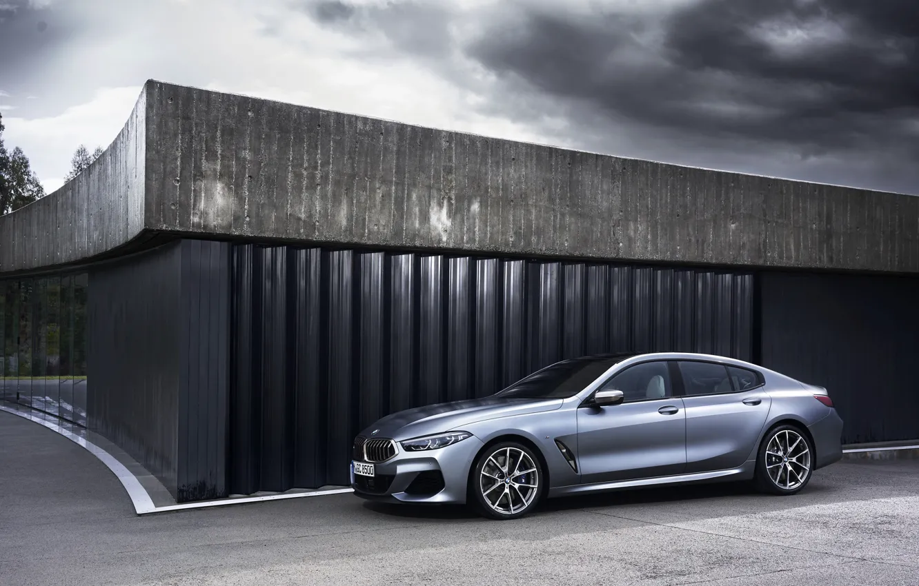 Фото обои стена, здание, купе, BMW, Gran Coupe, 8-Series, 2019, четырёхдверное купе