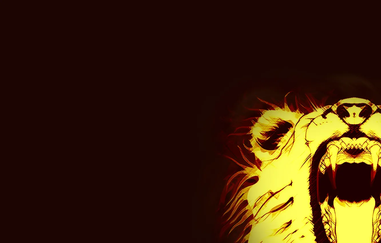 Фото обои Минимализм, Огонь, Лев, Клыки, fire, Абстракция, Животные, lion