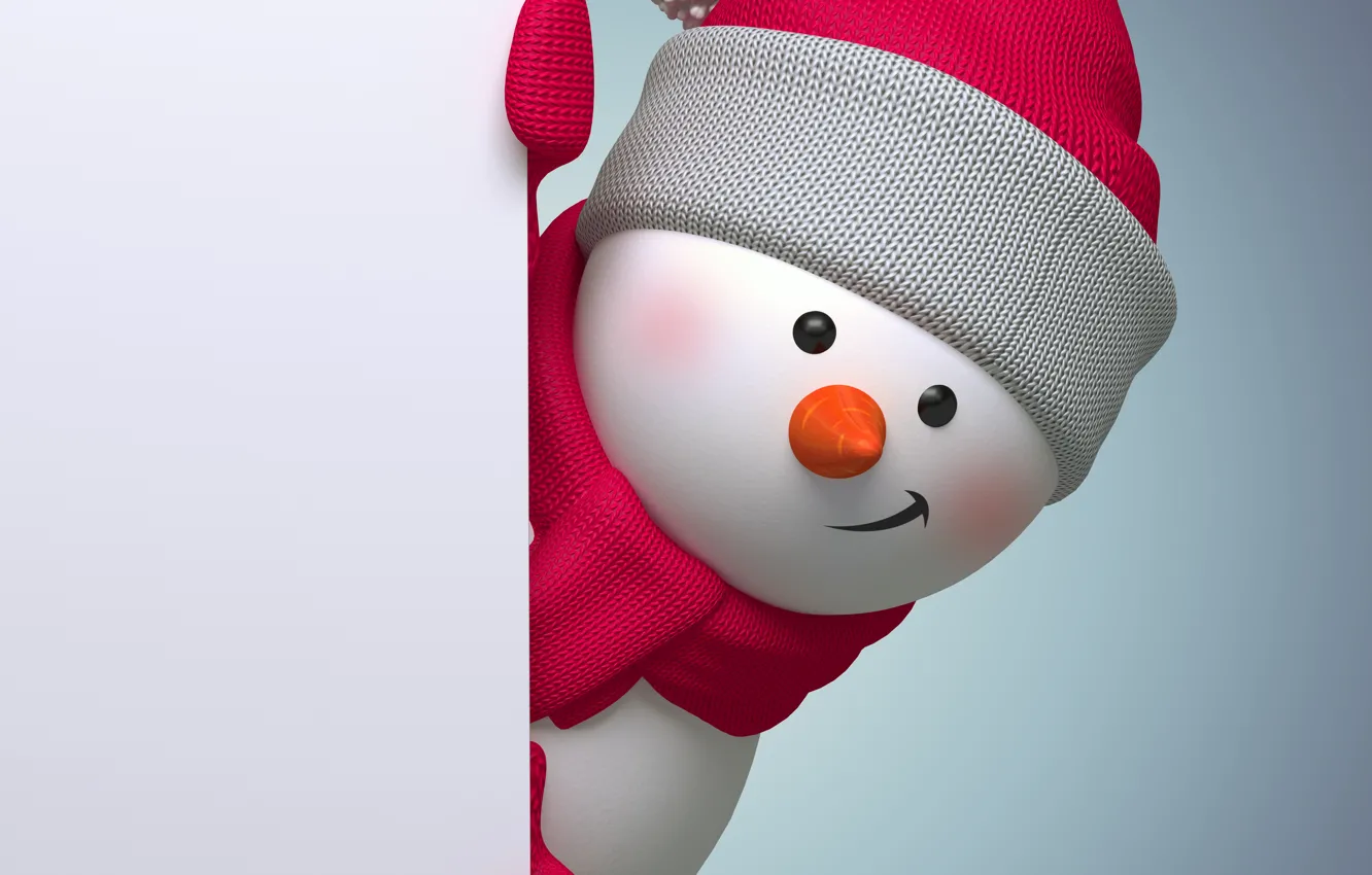 Фото обои рендеринг, новый год, снеговик, christmas, new year, cute, snowman, banner