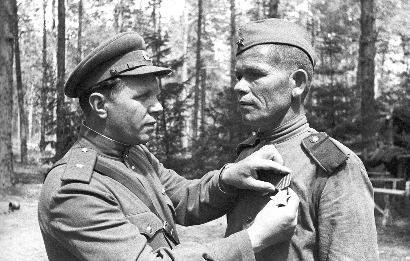 Фото обои награждение, Великая Отечественная Война, архив, Даниил Васильевич Казакевич, Герой Советского союза, военные фотографии