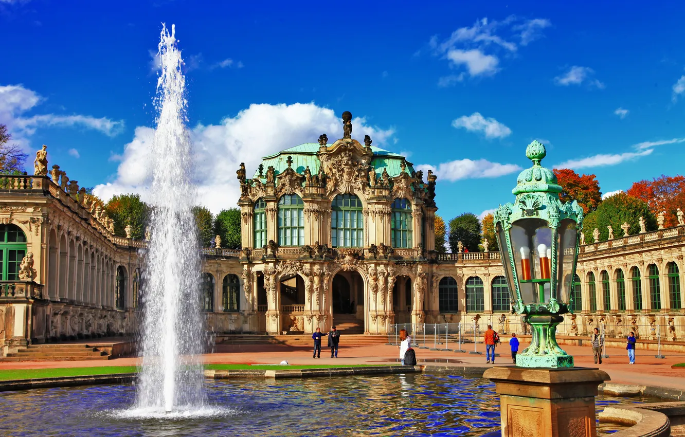 Фото обои город, здания, Германия, фонтан, Dresden