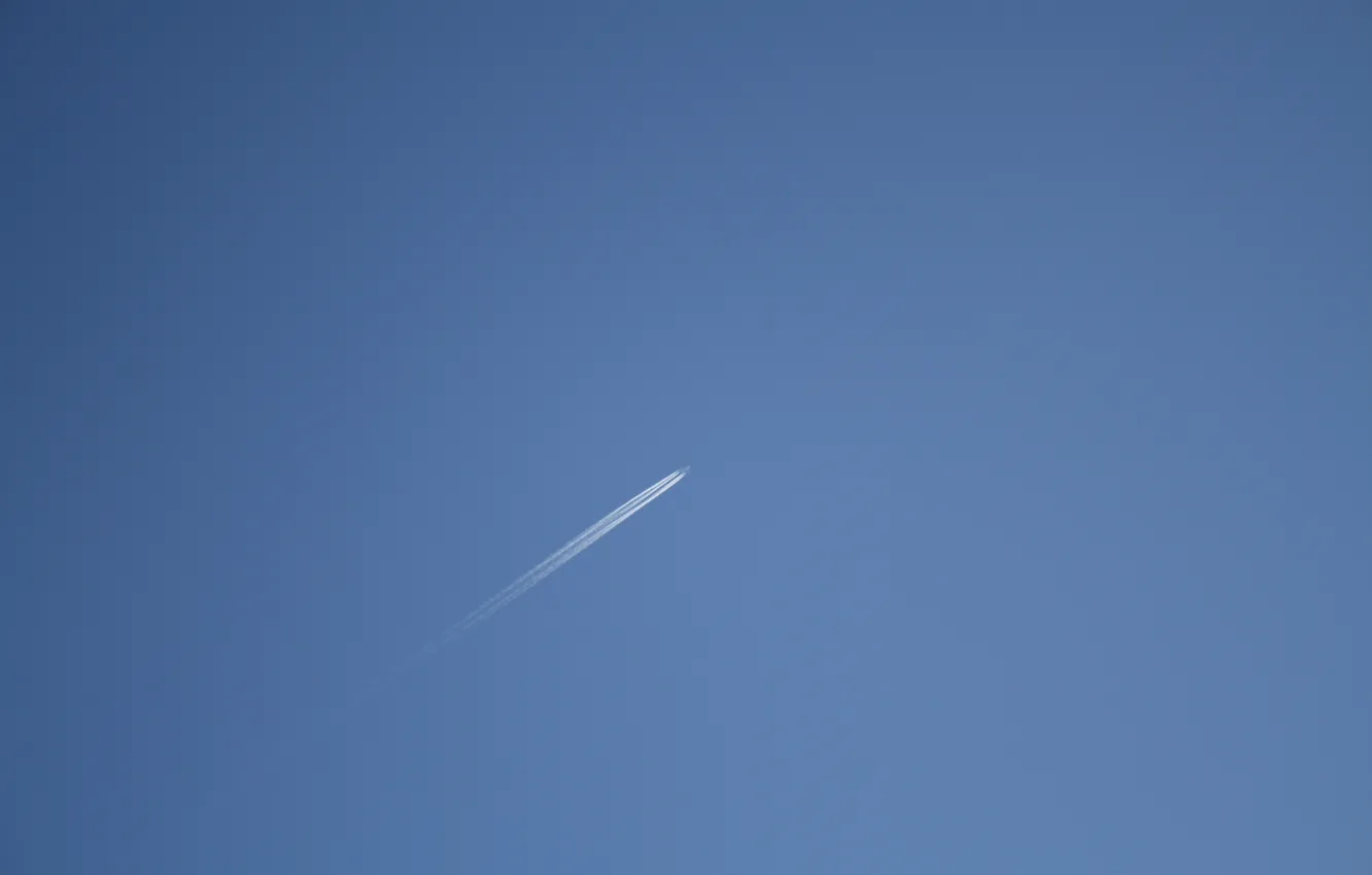 Фото обои самолет, голубое, след, Небо